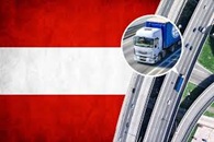 Camion per trasporto su strada e bandiera dell'Austria